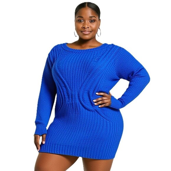Mossimo Dresses & Skirts - Mossimo Blue Cable Knit Sweater Dress – Women’s Plus Size XXL